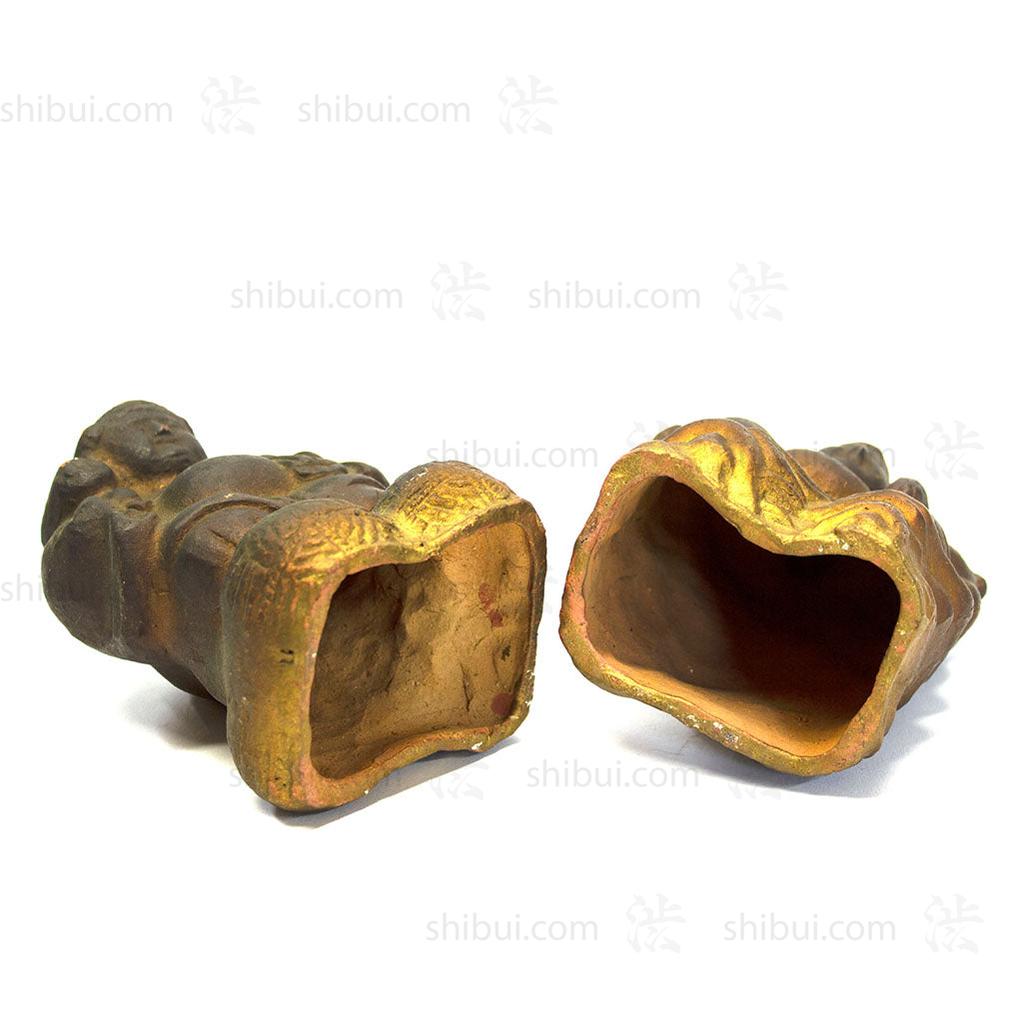 Pair of Clay Daikoku and Ebisu