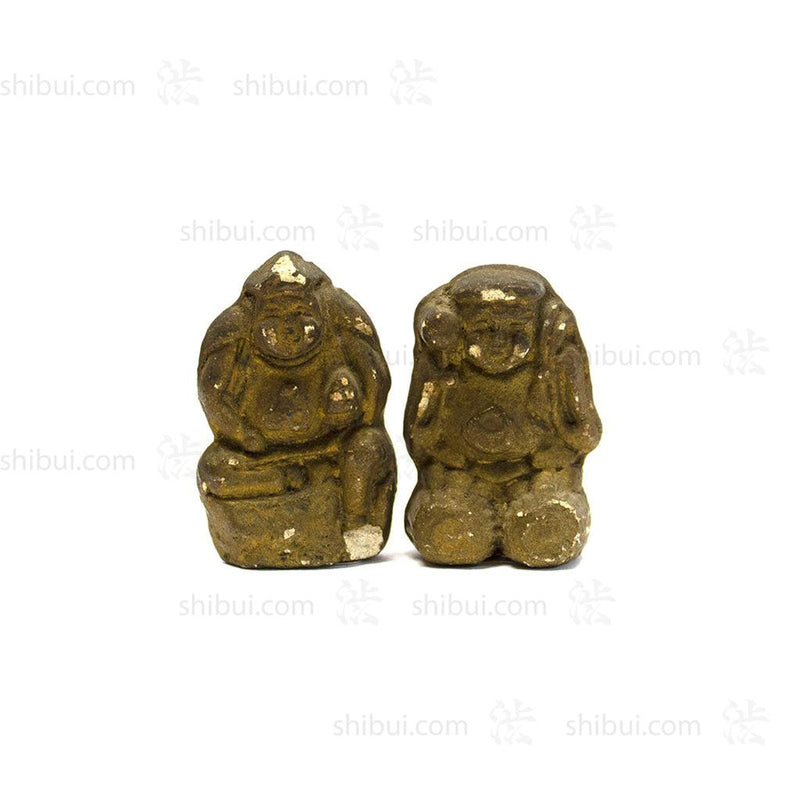Pair of Clay Daikoku and Ebisu