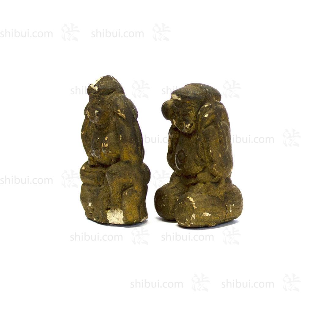 Pair of Clay Daikoku and Ebisu