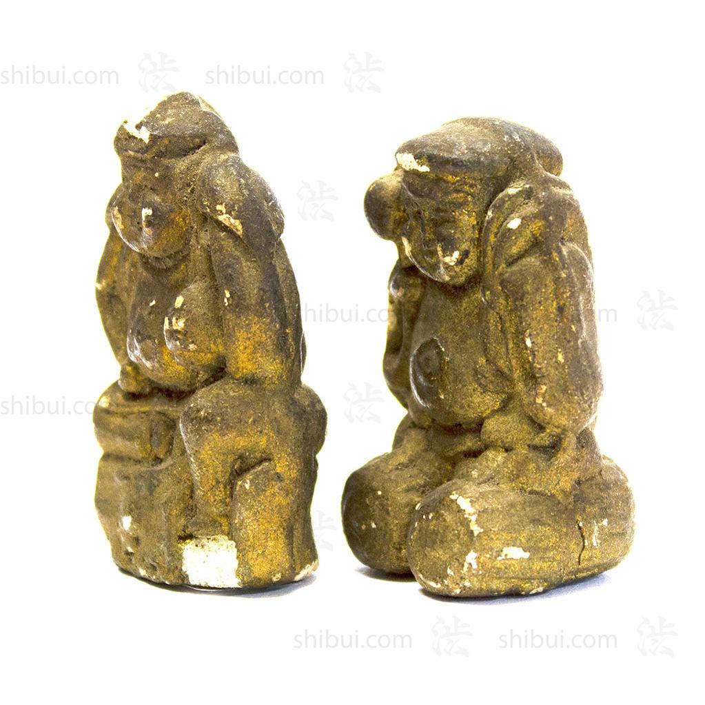 Pair of Clay Daikoku and Ebisu