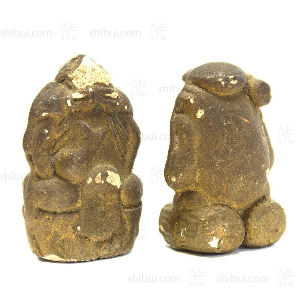 Pair of Clay Daikoku and Ebisu