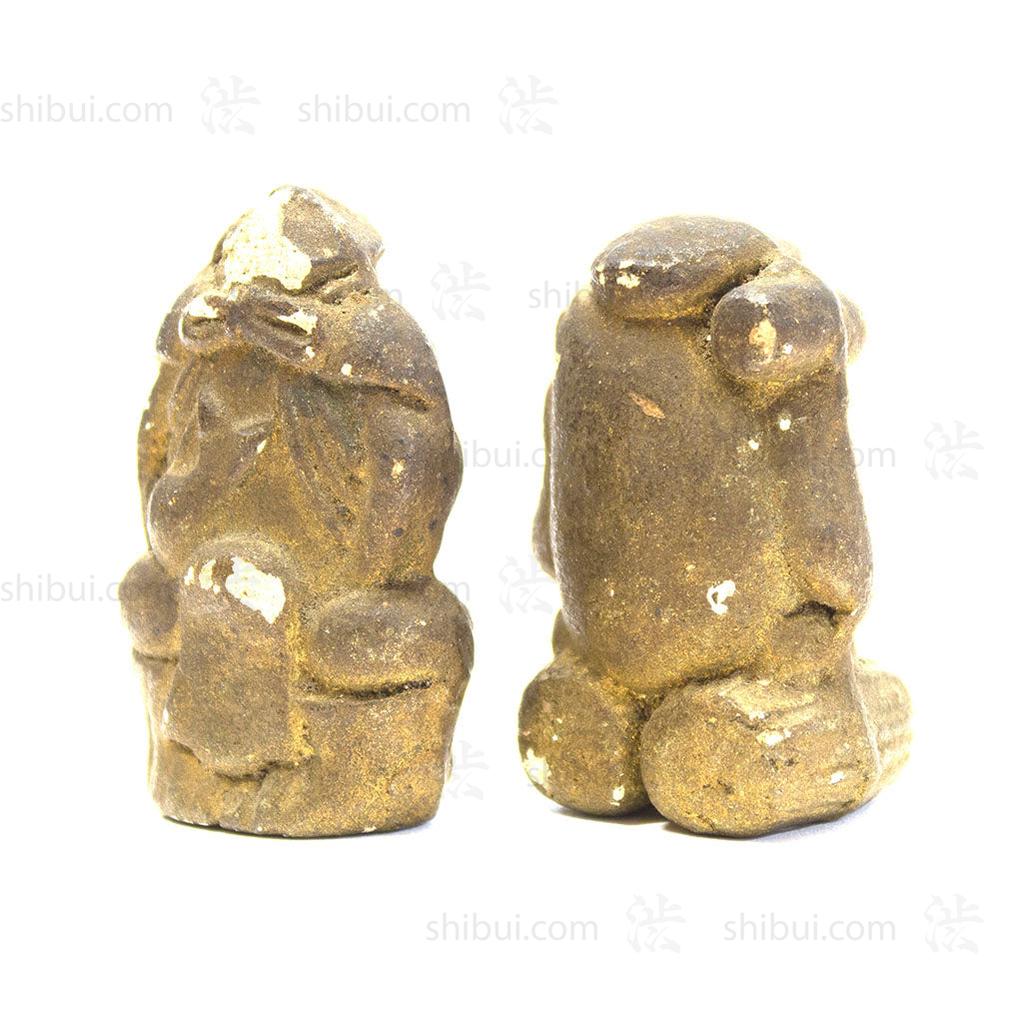 Pair of Clay Daikoku and Ebisu