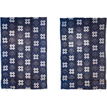 Japanese Antique (Early Taisho Era) Indigo Kasuri  Fabric | Indigo Resist Dyed Fabric | Geometric and Kiri (paulownia) Pattern