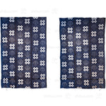 Japanese Antique (Early Taisho Era) Indigo Kasuri  Fabric | Indigo Resist Dyed Fabric | Geometric and Kiri (paulownia) Pattern