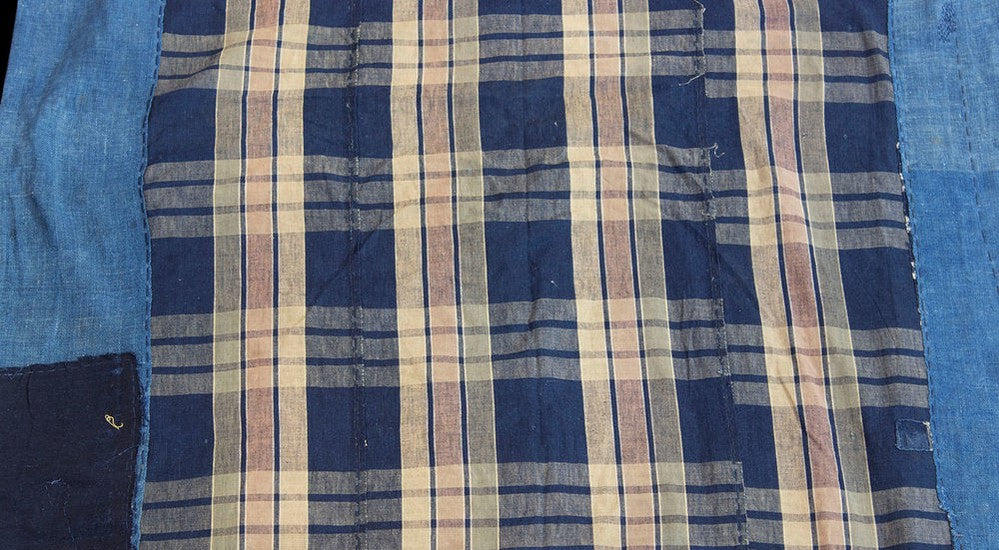 closeup of blue and tan plaid