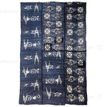 Japanese Antique  Kasuri Indigo Futon Cover | 3 Panel Bed Cover, Duvet | Indigo, Resist Dye Cotton | Crane, Floral Motif
