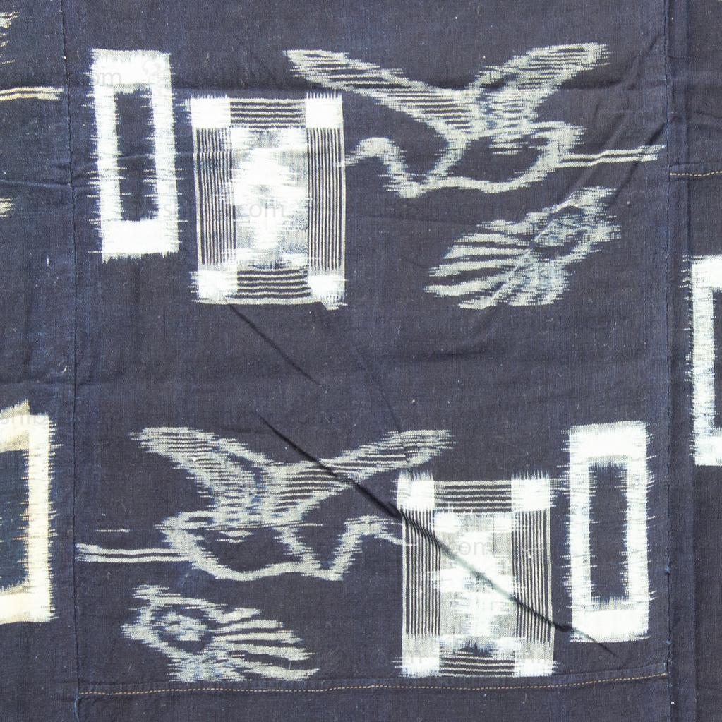 Indigo Kasuri Futonji with Cranes, Tortise and Daikoku's Hammer.