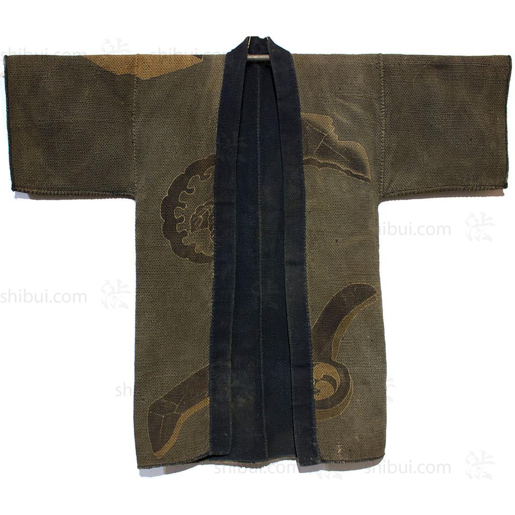 Hanten with Roof Tiles Japanese Antique Kimono Coat