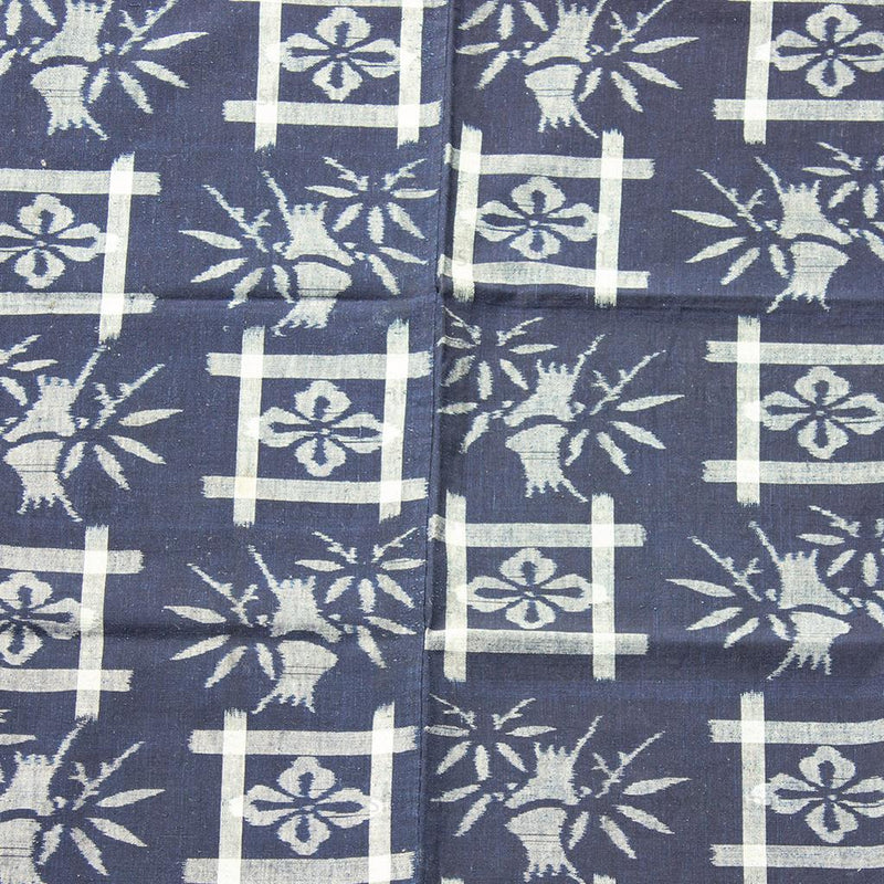 Indigo Kasuri Futonji with Bamboo & Flower Pattern