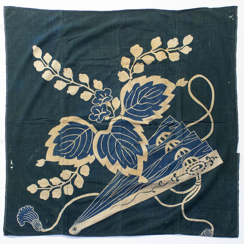 Tsutsugaki Furoshiki with Kiri Leaf & Fan