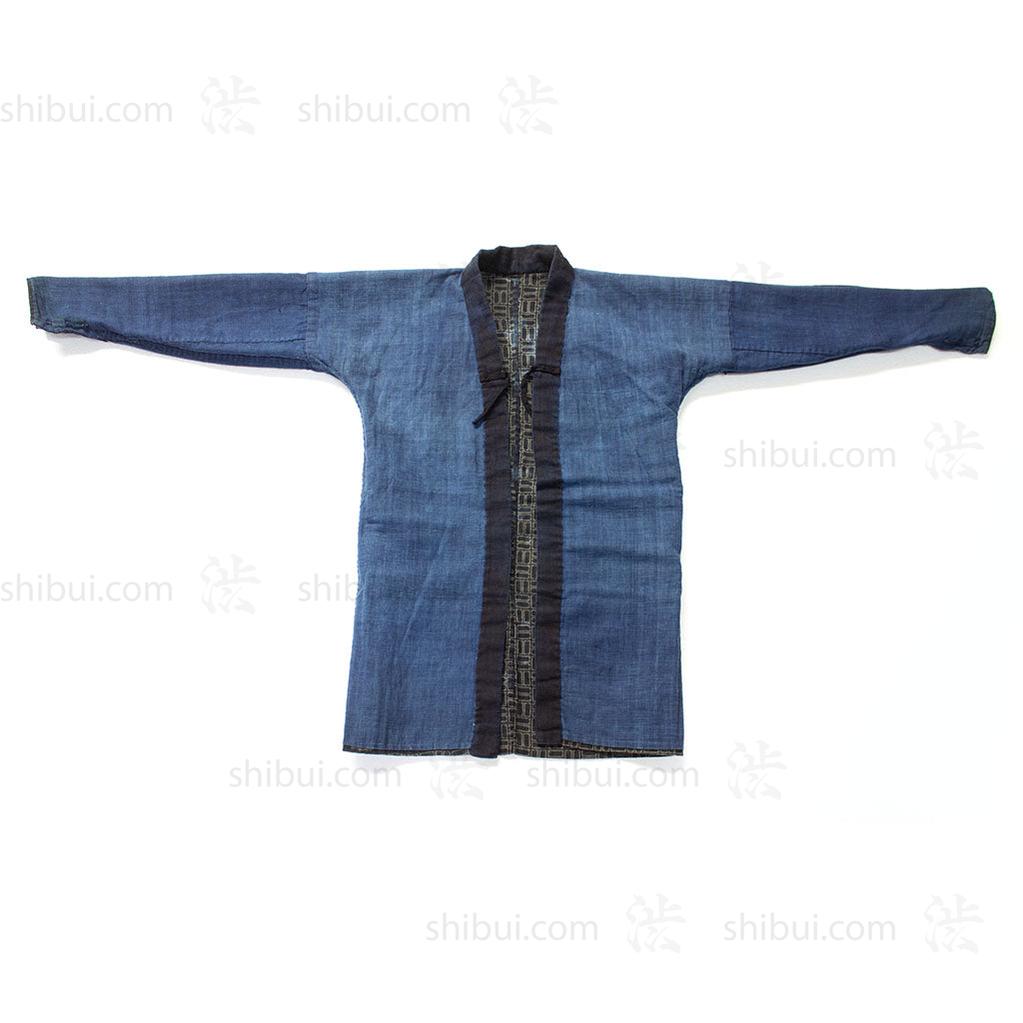Japanese Indigo Coat with Katazome Brick Motif