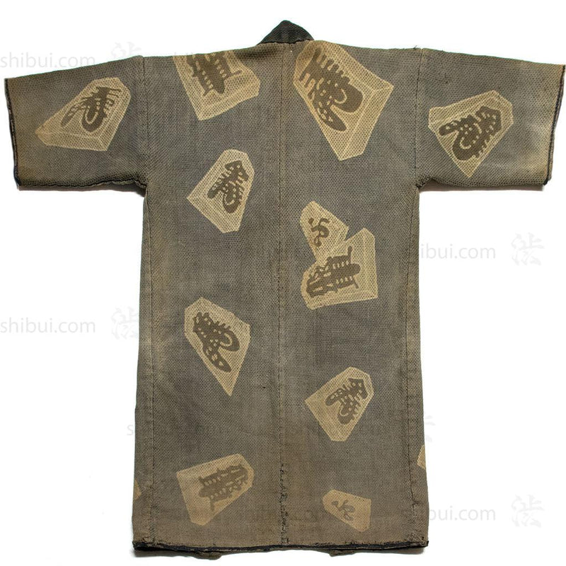 Antique Japanese Fireman's Coat with Tsutsugaki Shogi Motif