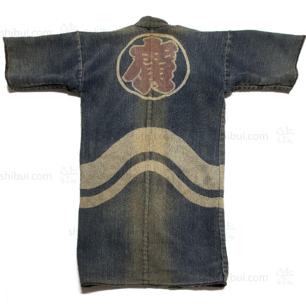 Antique Japanese Fireman's Coat with Tsutsugaki Shogi Motif