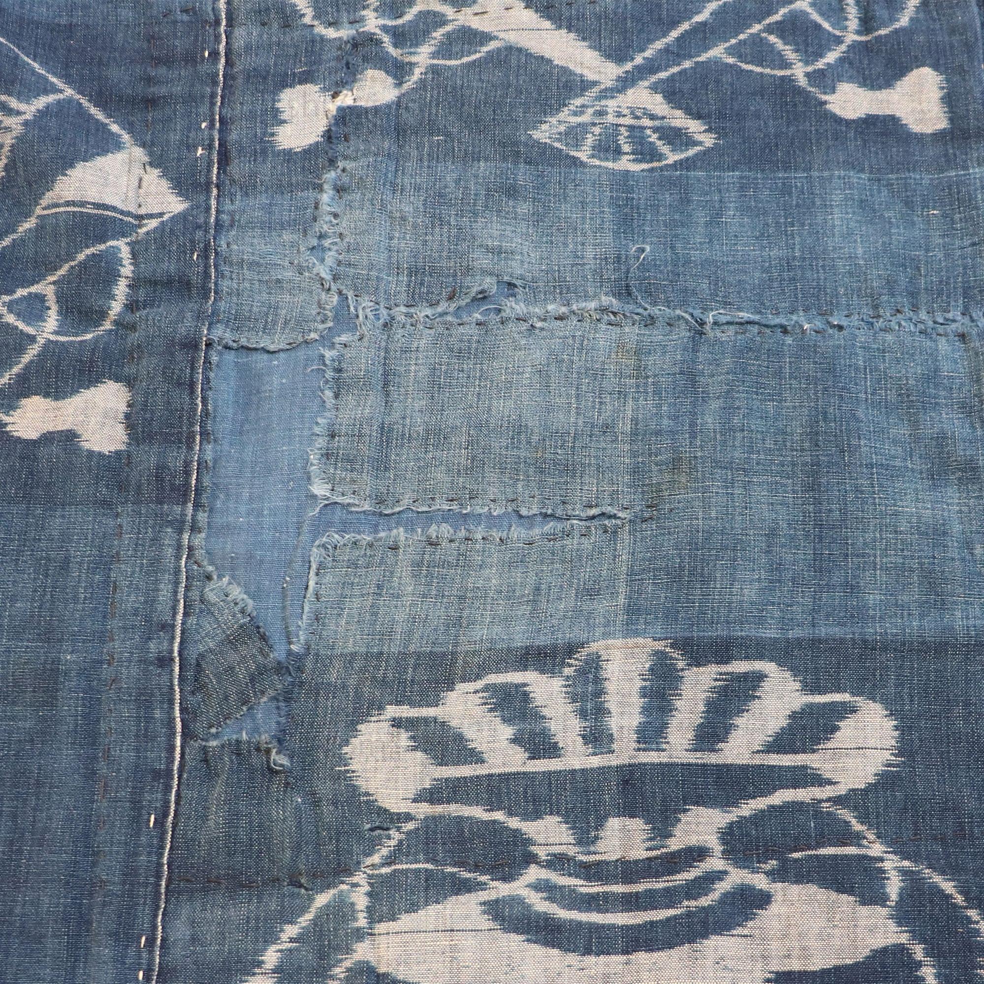 Indigo Kasuri Futonji with Fans and Moneybags.