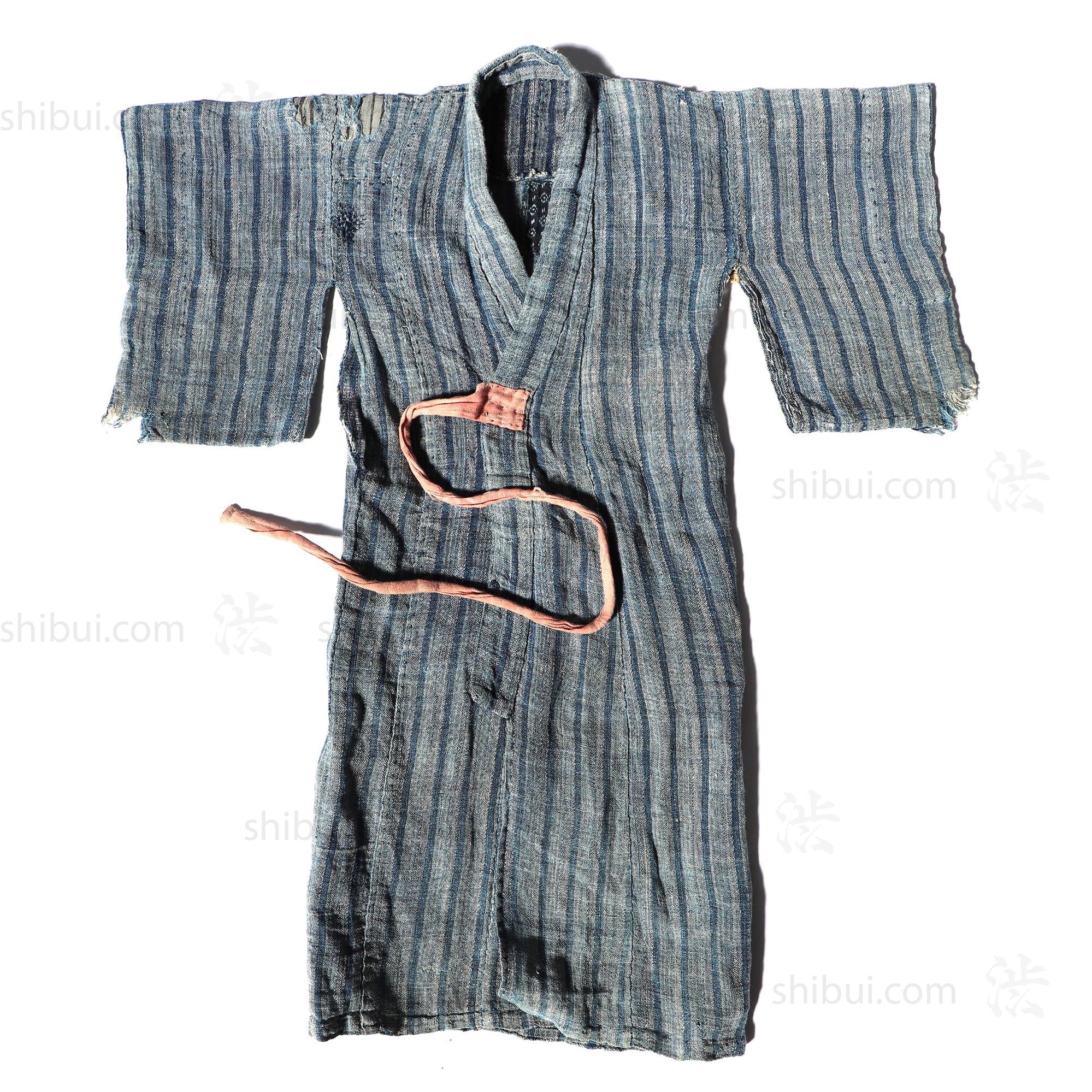 Child's Shima Boro  Japanese Indigo Kimono
