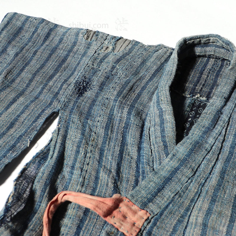 Child's Shima Boro  Japanese Indigo Kimono