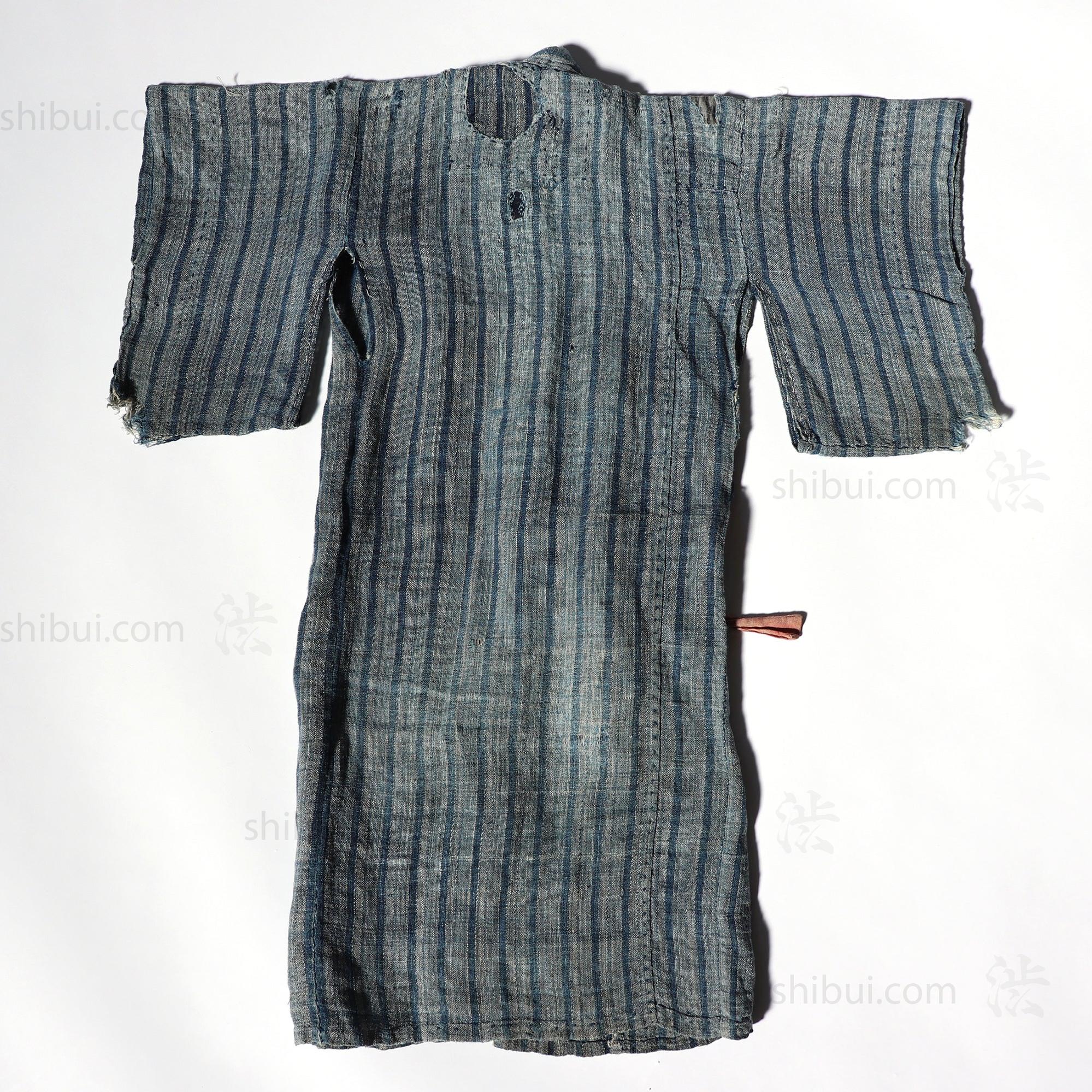 Child's Shima Boro  Japanese Indigo Kimono