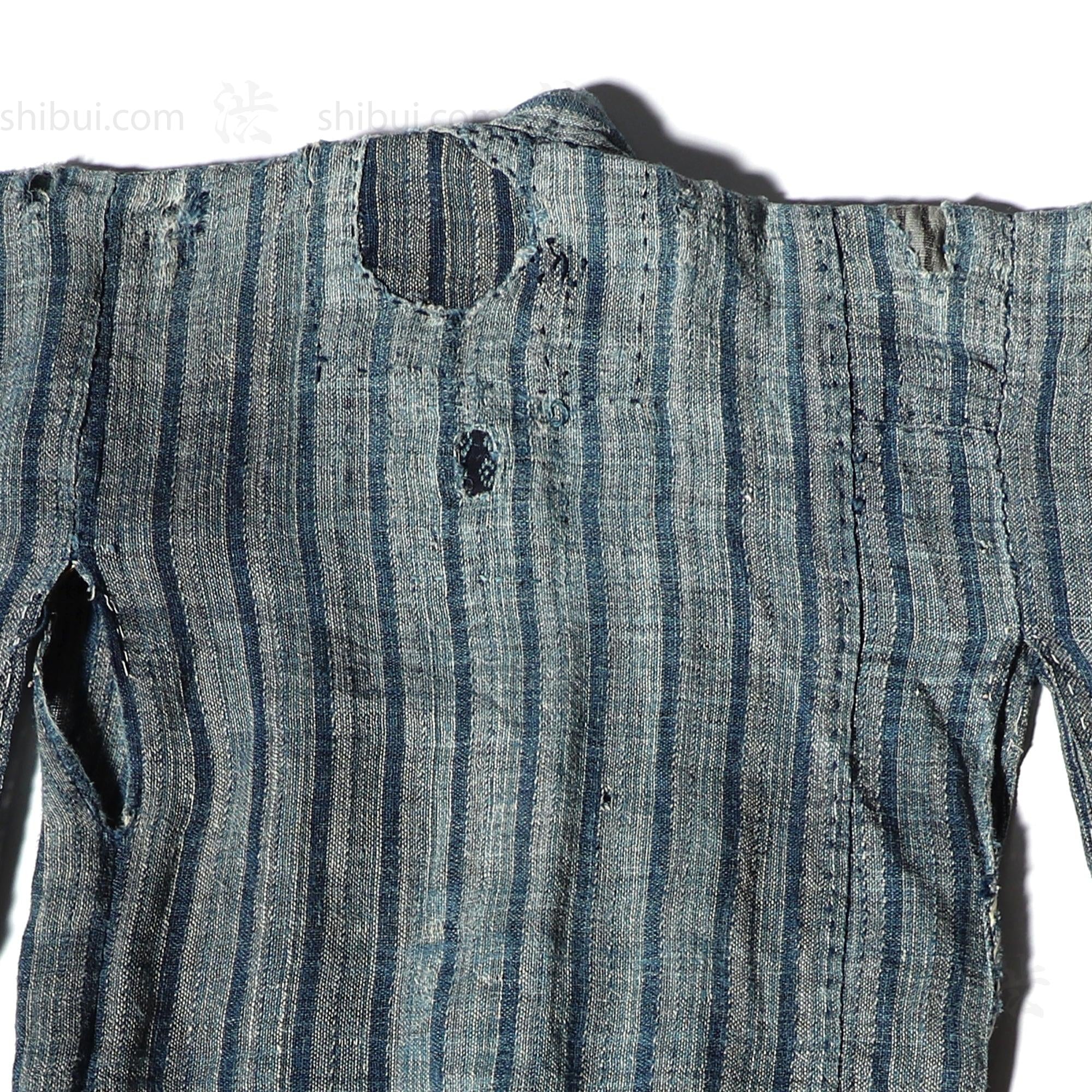 Child's Shima Boro  Japanese Indigo Kimono