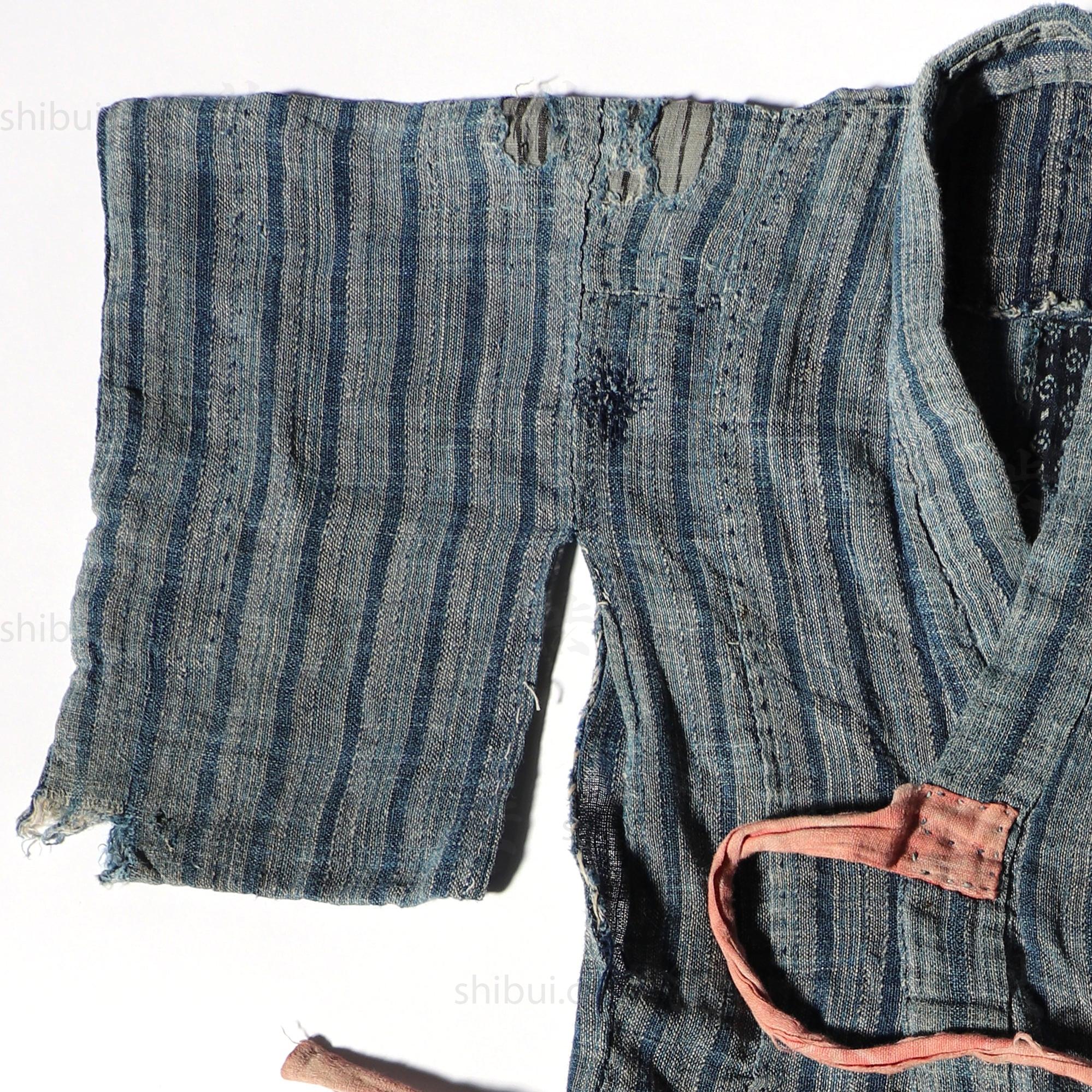 Child's Shima Boro  Japanese Indigo Kimono