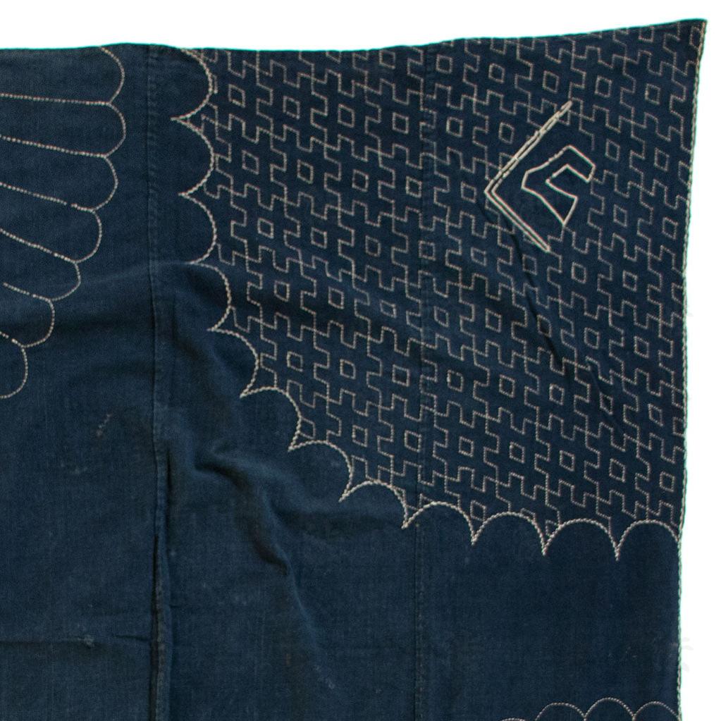 Japanese Indigo Sashiko Furoshiki Handstitched Wrapping Cloth
