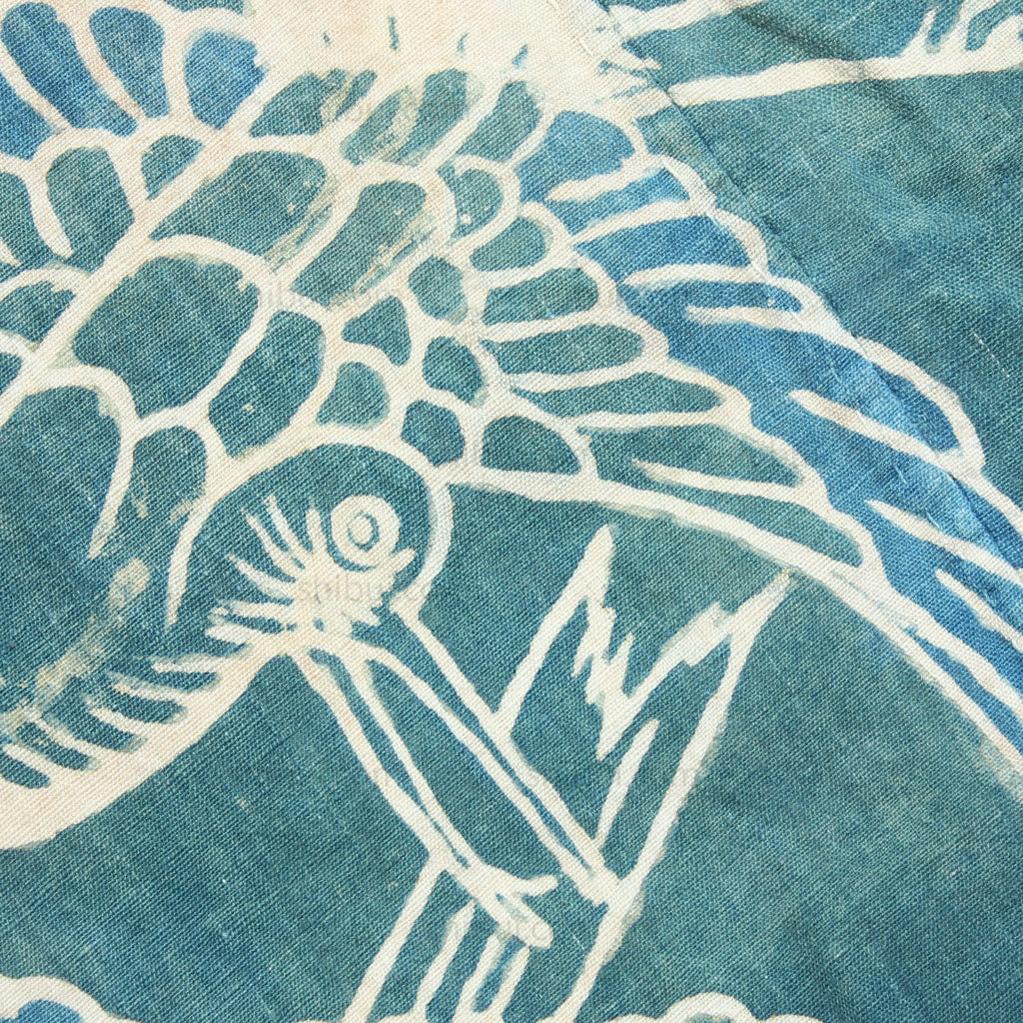 Tsutsugaki Furoshiki with Lucky Symbols and Family Crest