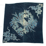 Tsutsugaki Indigo Dyed Furoshiki with Noshi a Symbol of Luck