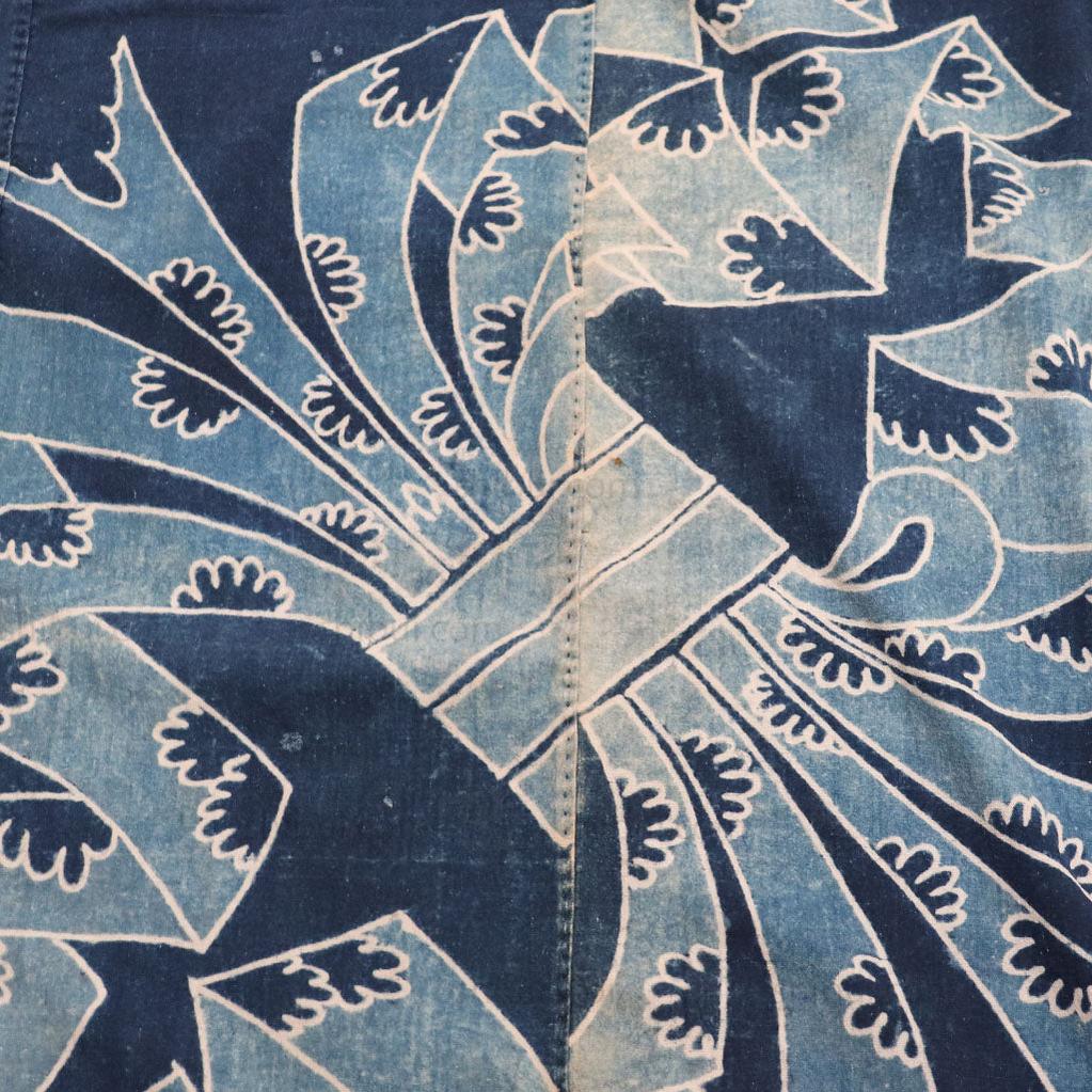 Tsutsugaki Indigo Dyed Furoshiki with Noshi a Symbol of Luck