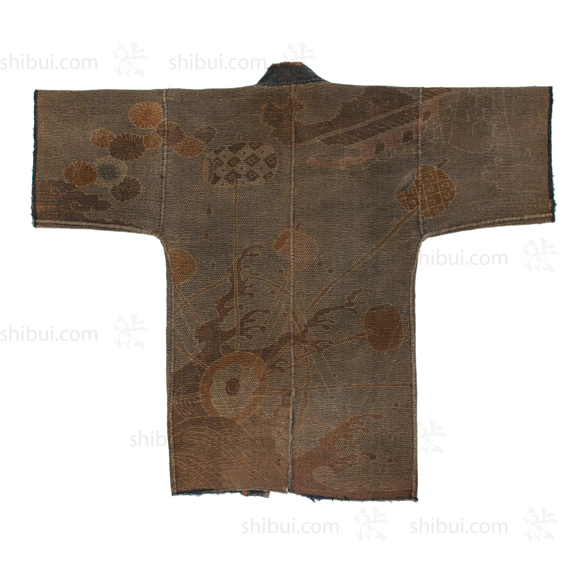 Antique Japanese Sashiko Fireman's Coat with Water Wheel Motif