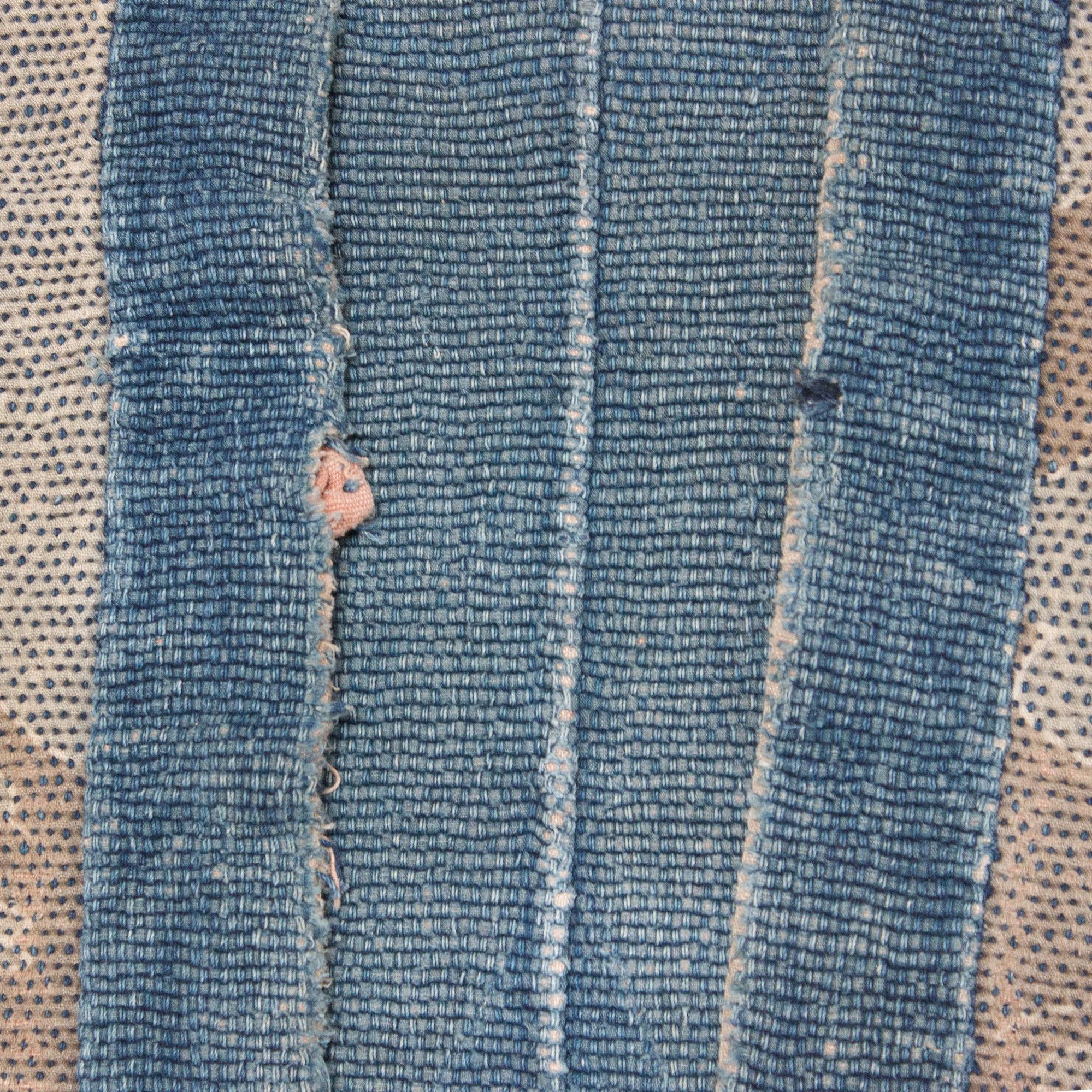 Antique Japanese Sashiko Fireman's Coat with Water Wheel Motif
