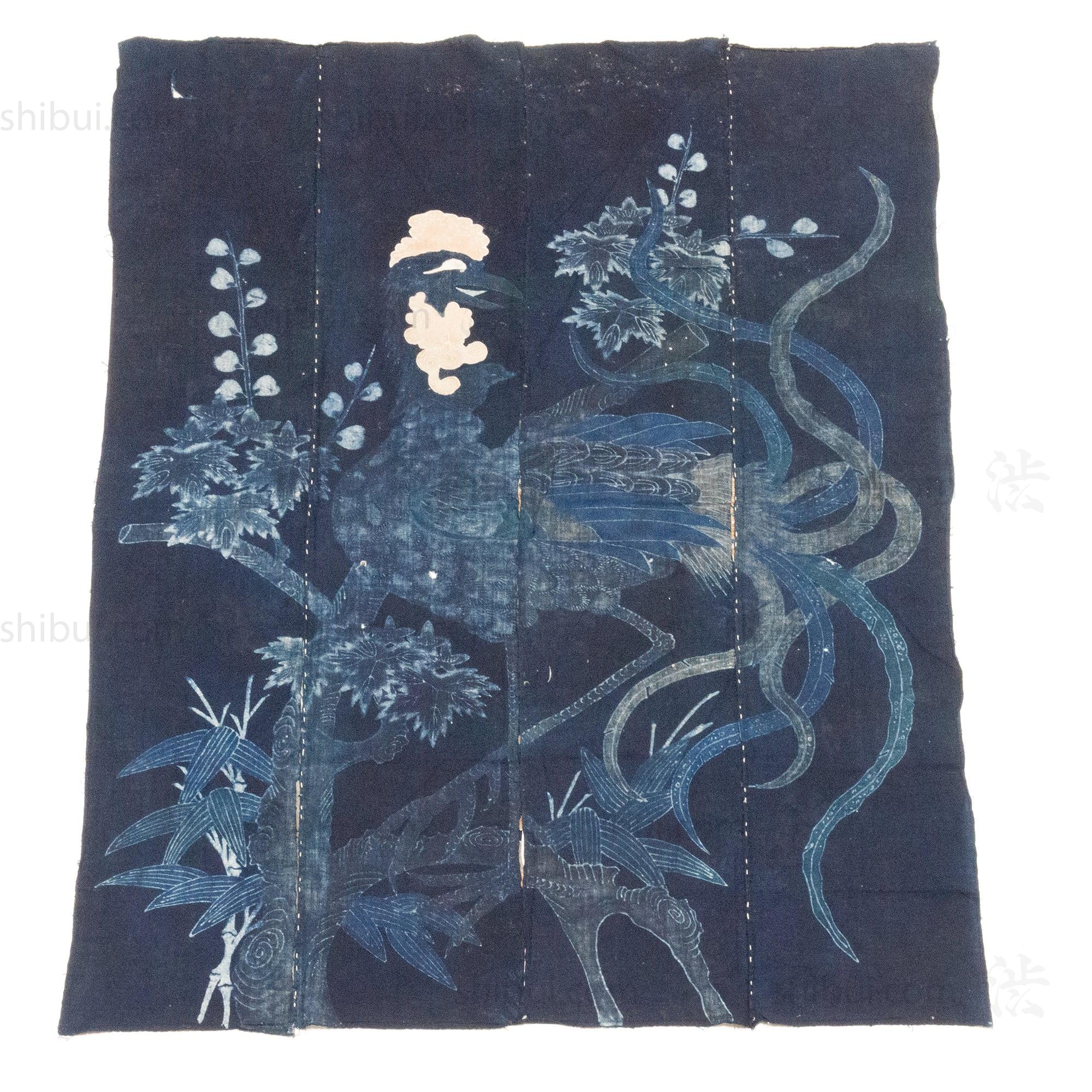 Phoenix Futonji Japanese Antique Indigo Tsutsugaki Futon Cover