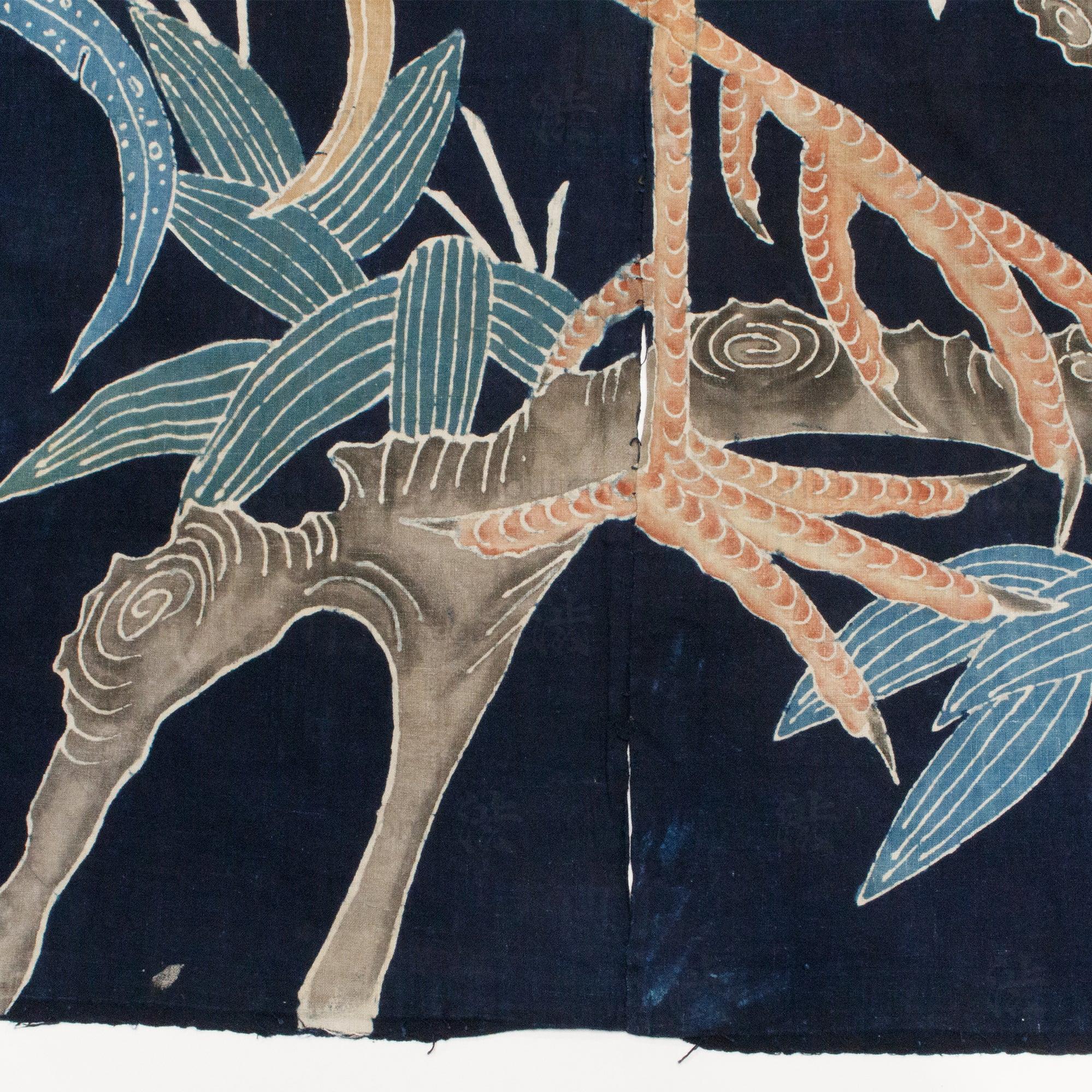 Phoenix Futonji Japanese Antique Indigo Tsutsugaki Futon Cover