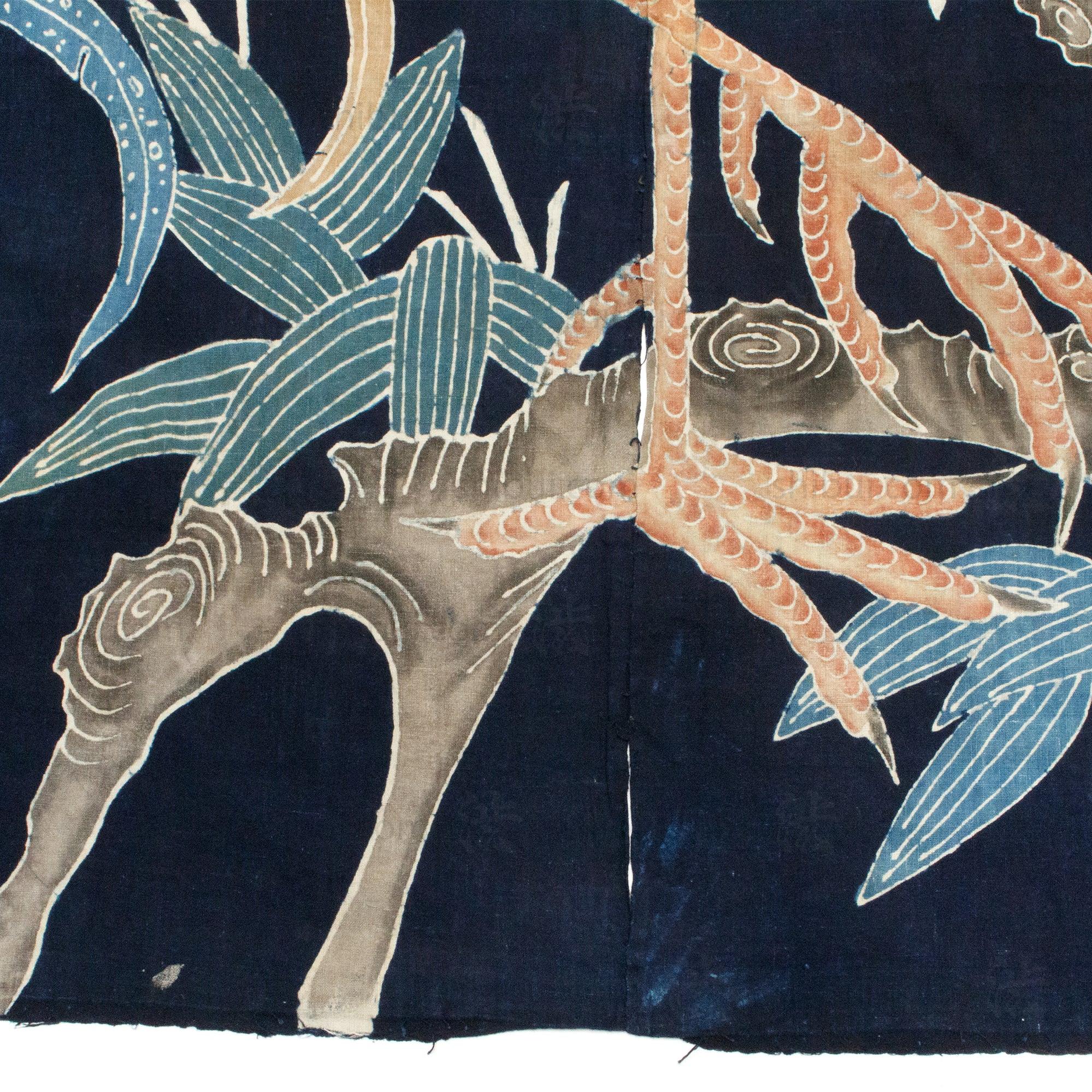 Phoenix Futonji Japanese Antique Indigo Tsutsugaki Futon Cover