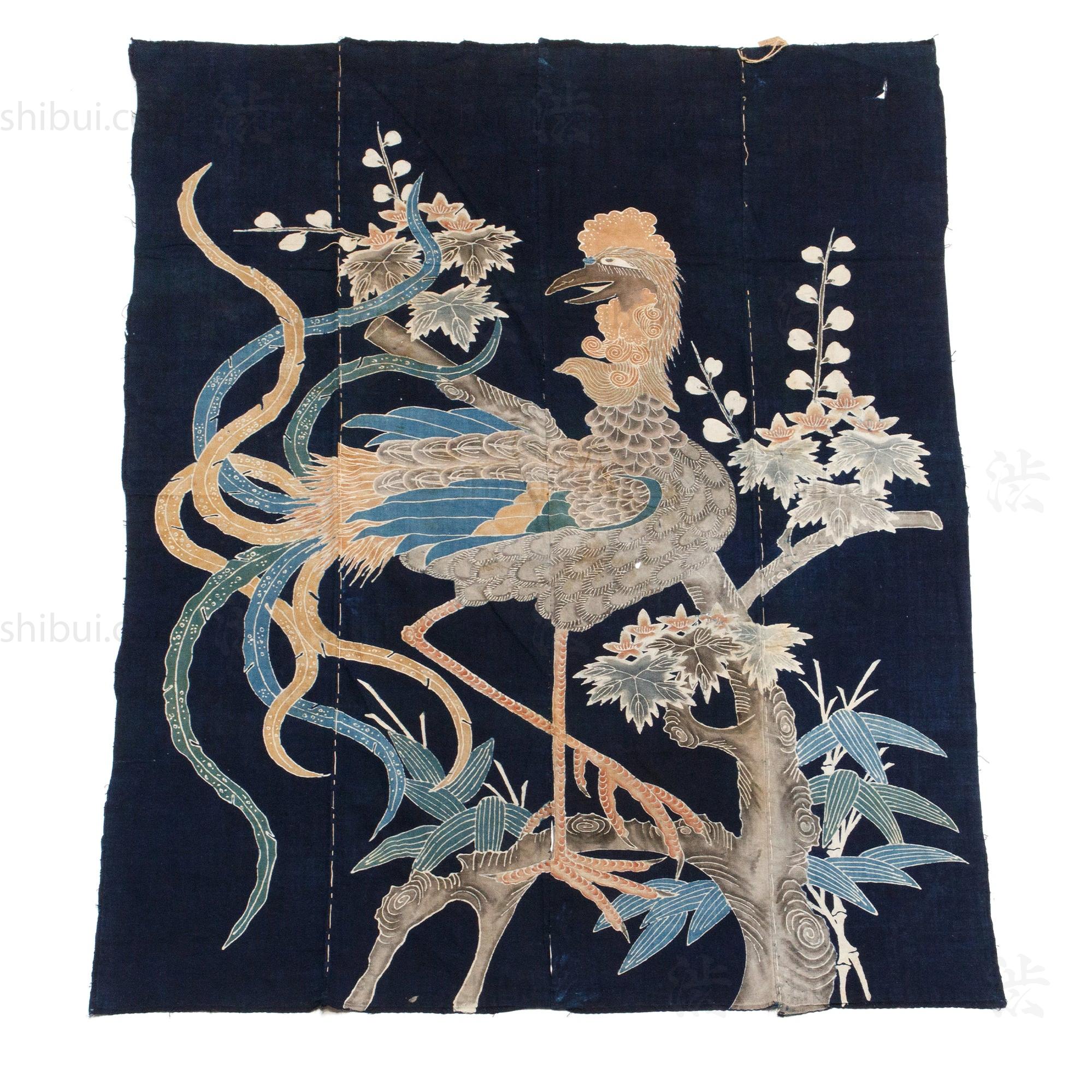 Phoenix Futonji Japanese Antique Indigo Tsutsugaki Futon Cover