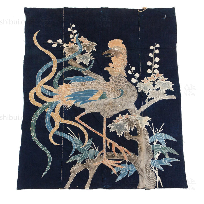 Phoenix Futonji Japanese Antique Indigo Tsutsugaki Futon Cover