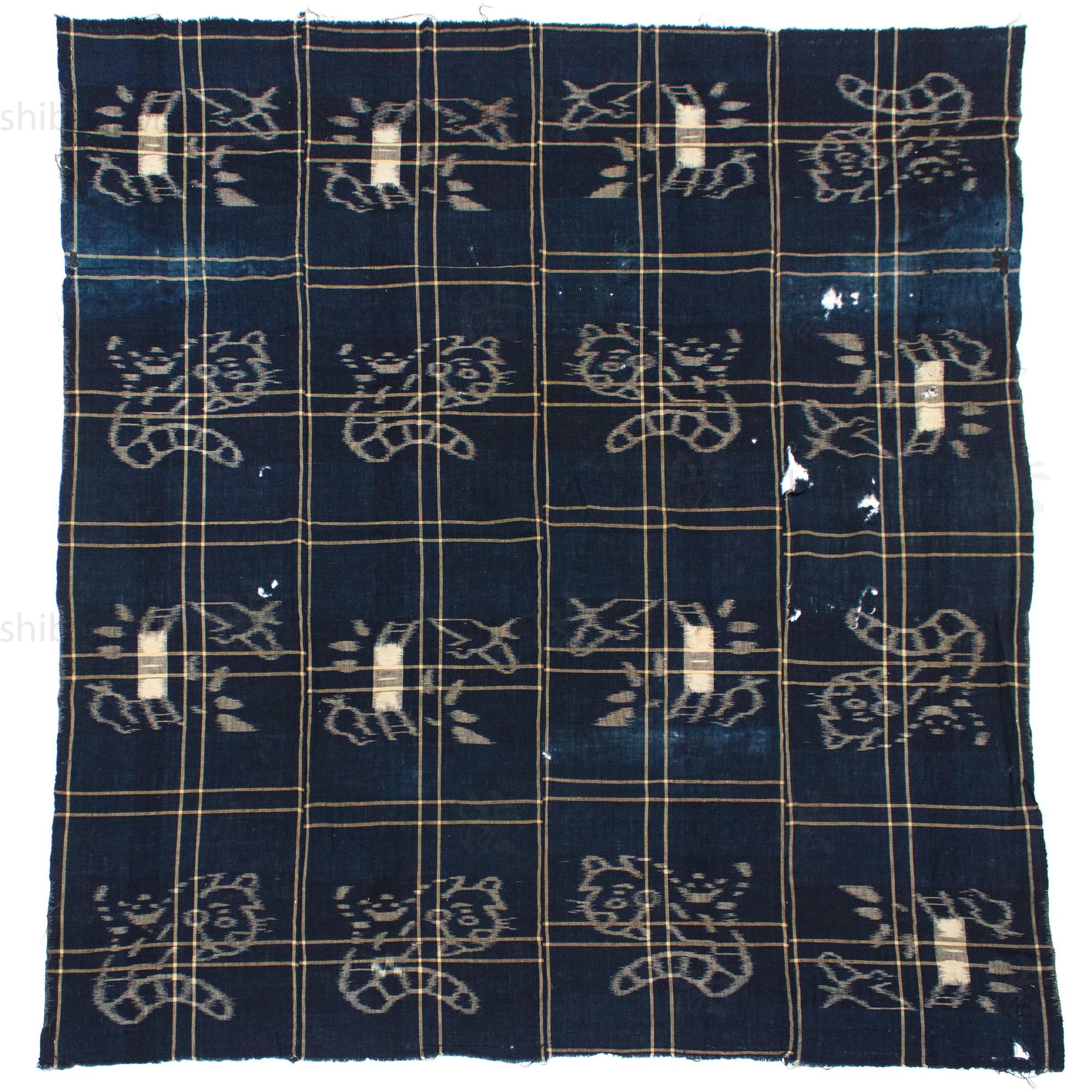 Indigo E-Gasuri Futonji with Tigers