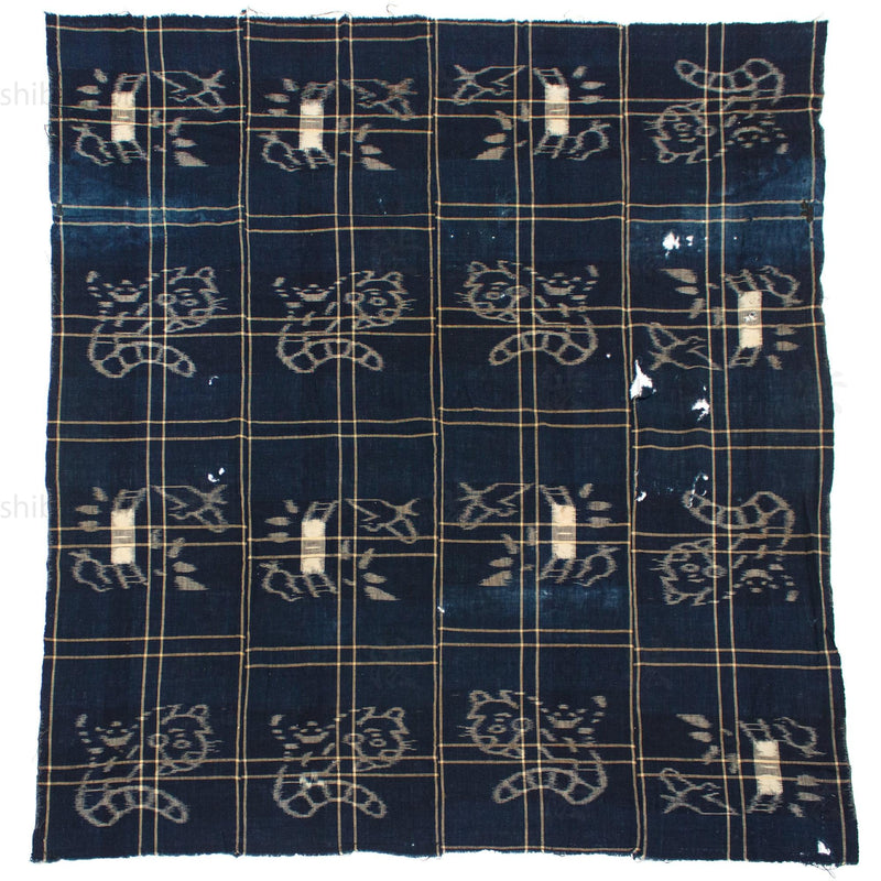 Indigo E-Gasuri Futonji with Tigers