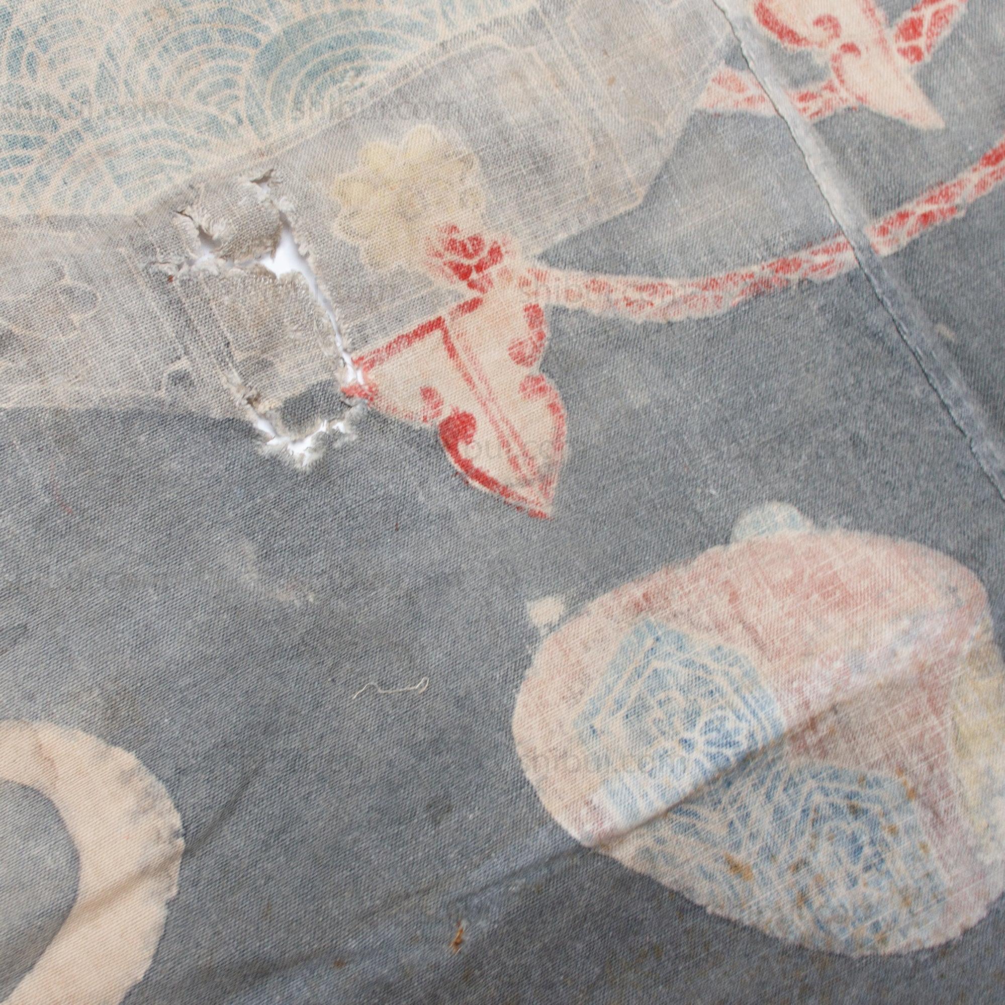 Japanese Kai-Awase Indigo Tsutsugaki Furoshiki