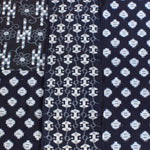 Japanese Antique (19th Century) Kasuri Indigo Futon Cover | 3 Panel Bed Cover, Duvet | Indigo, Resist Dye Cotton | Geometric, Floral Pattern