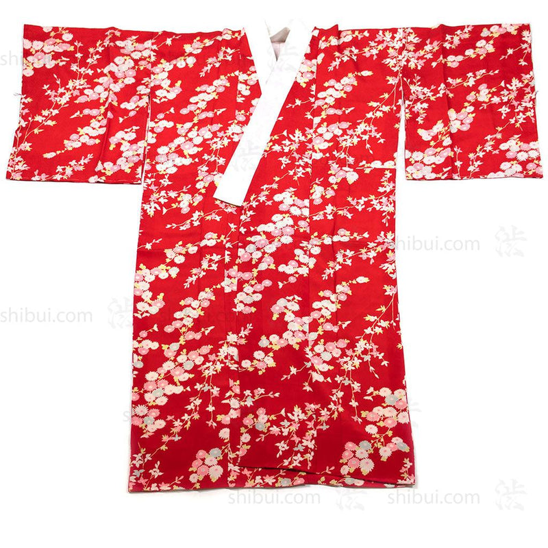 Women's Kimono w/ White, Black and Pink Flowers