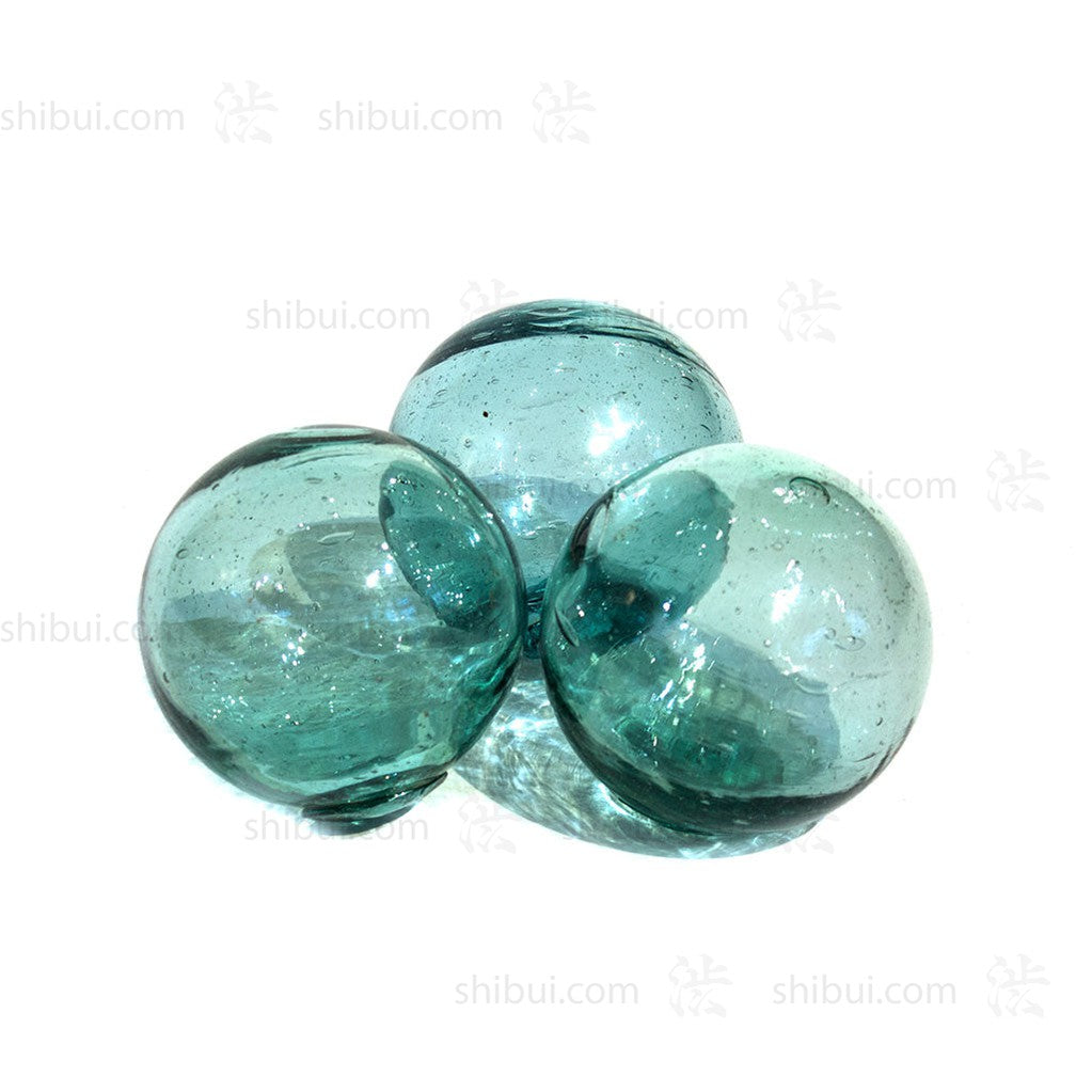 Set of 50 Japanese Antique Glass Floats | 4" Diameter | Hand Blown Glass | Blue and Green Tones