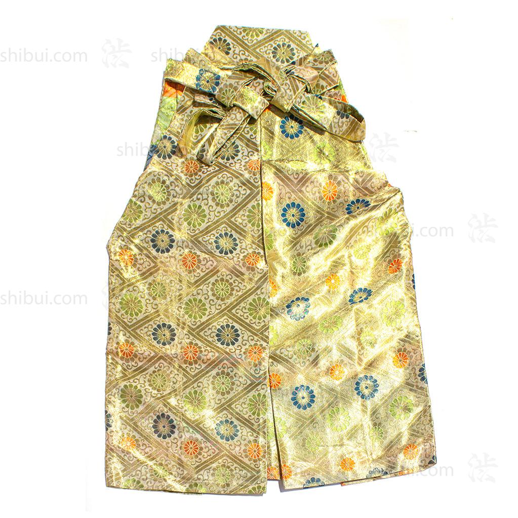 Hakama - Gold, Floral &  Brick Pattern