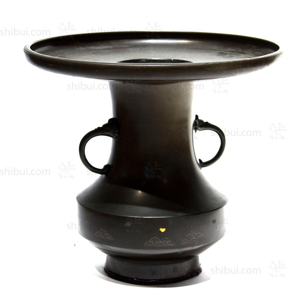 bronze two part vase with chidori