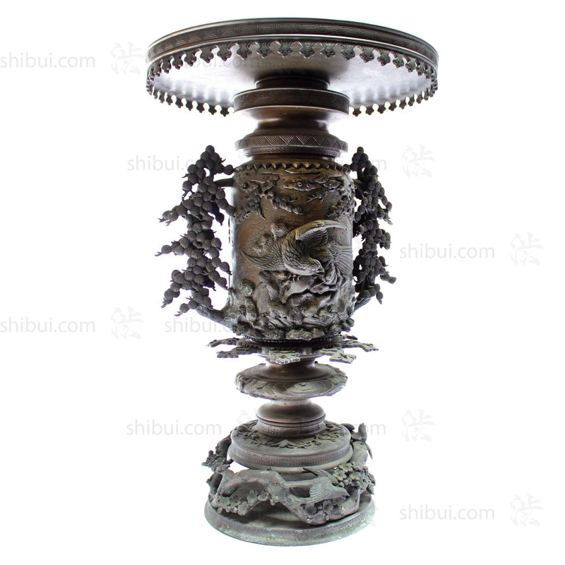 Multi-Part Japanese Bronze Ornate Temple Usubata Vase