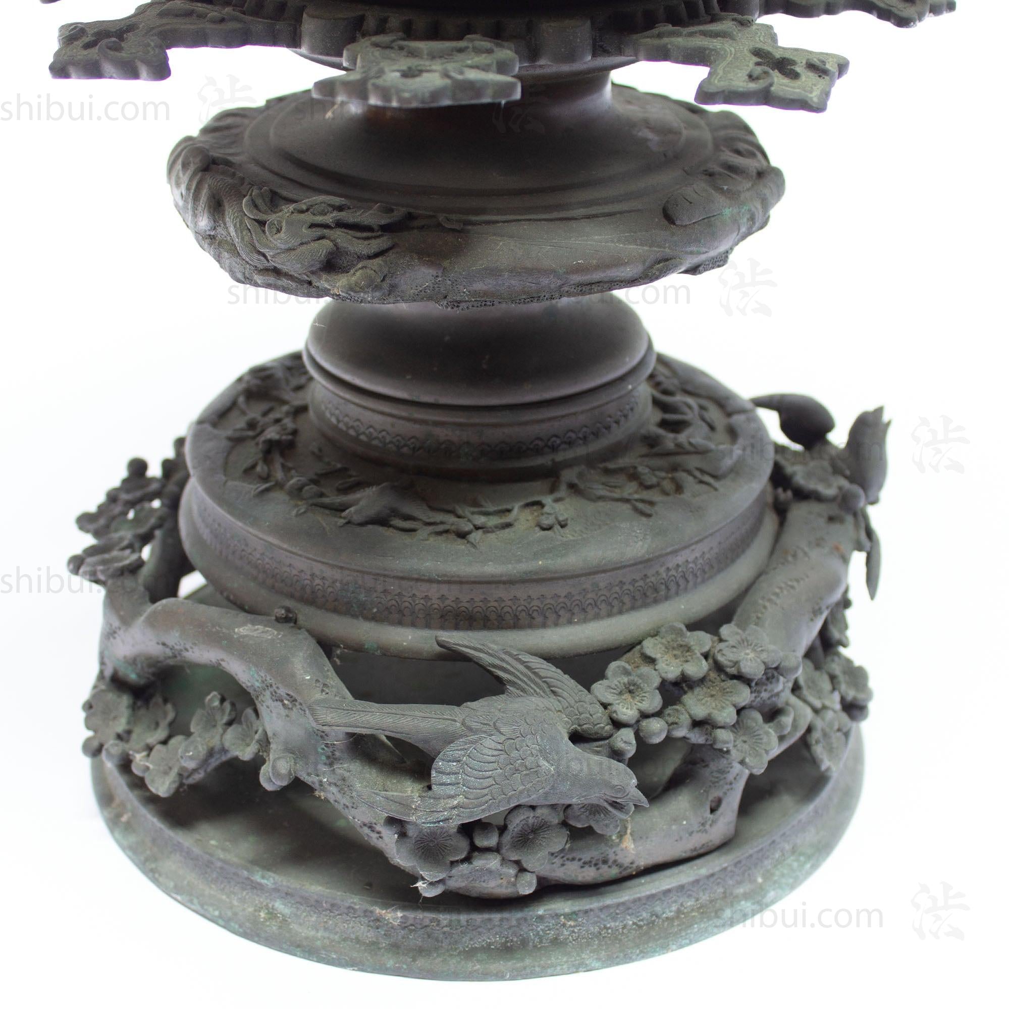 Multi-Part Japanese Bronze Ornate Temple Usubata Vase