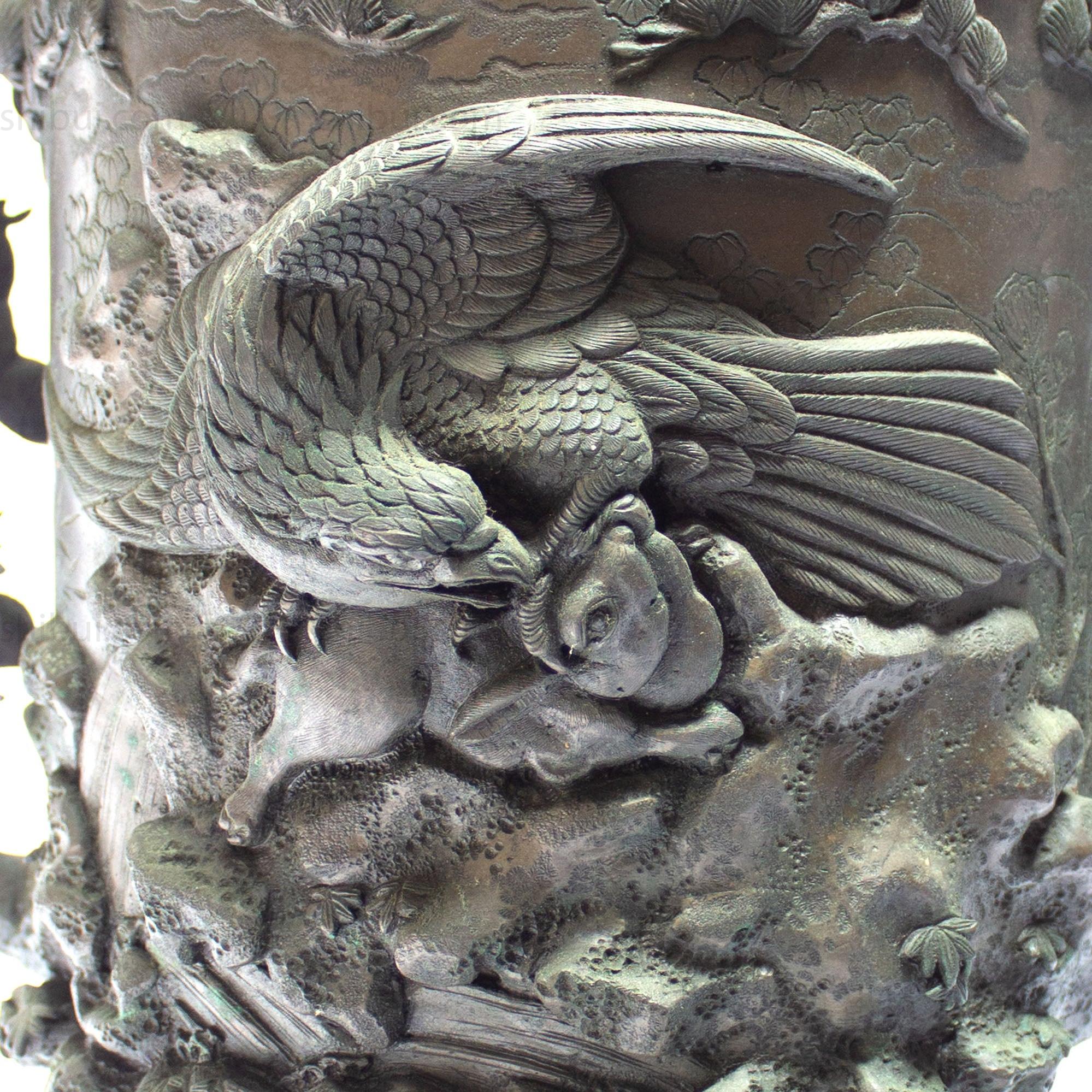 Multi-Part Japanese Bronze Ornate Temple Usubata Vase