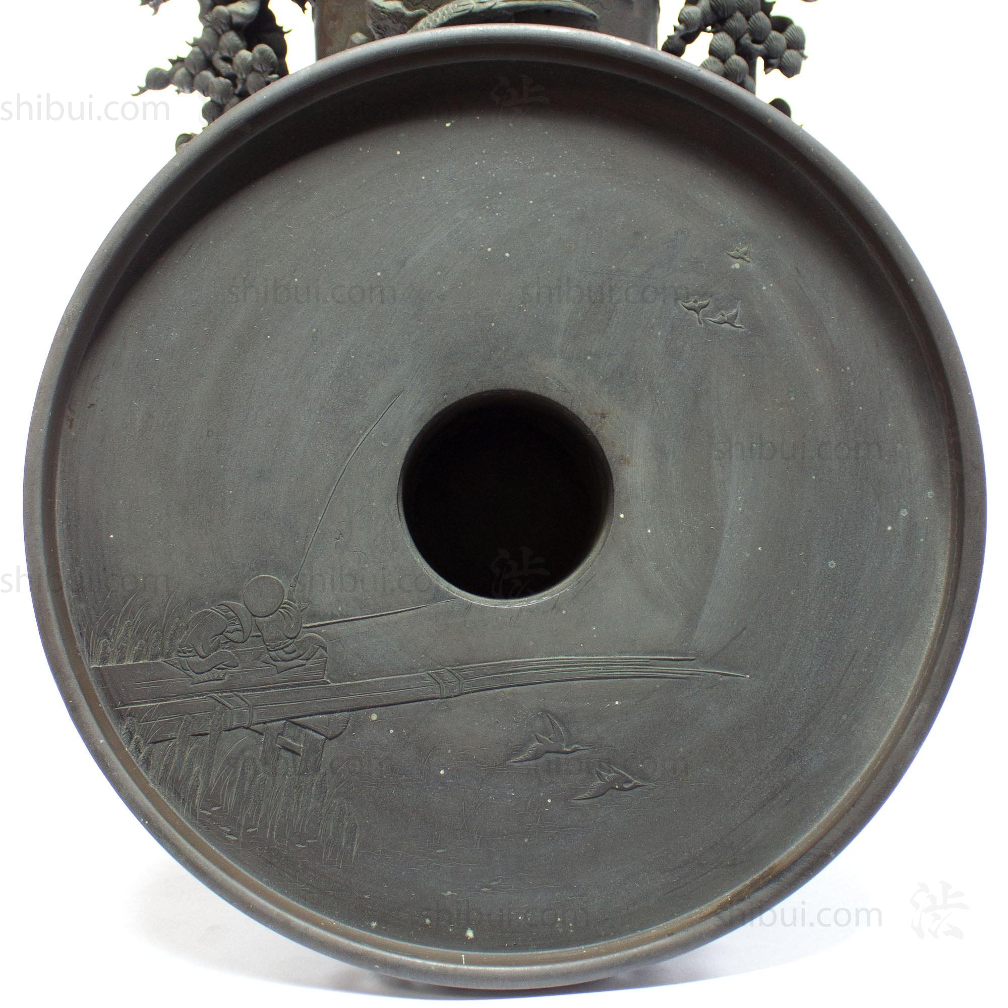 Multi-Part Japanese Bronze Ornate Temple Usubata Vase