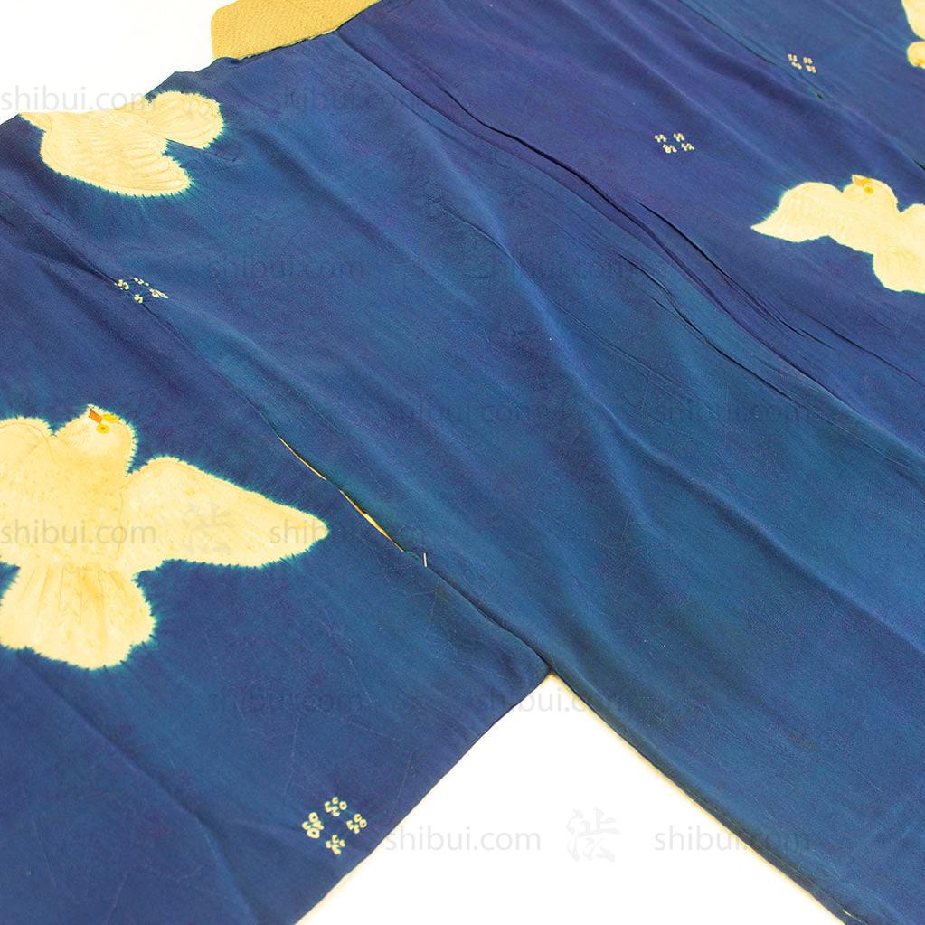 19th Century Hand Sewn Kimono with Pigeons