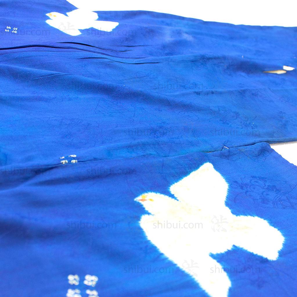 19th Century Hand Sewn Kimono with Pigeons