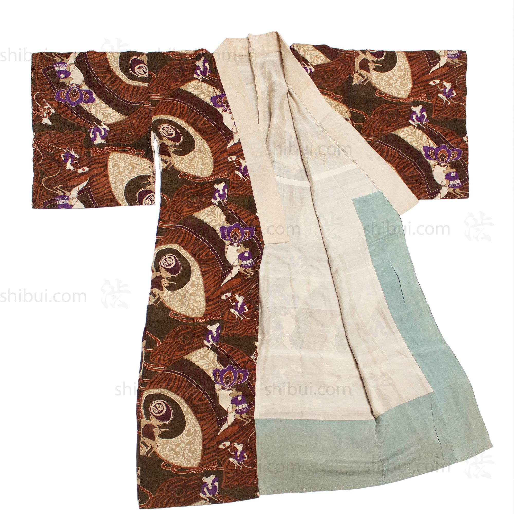 Mens Vintage Nagajuban with Mice