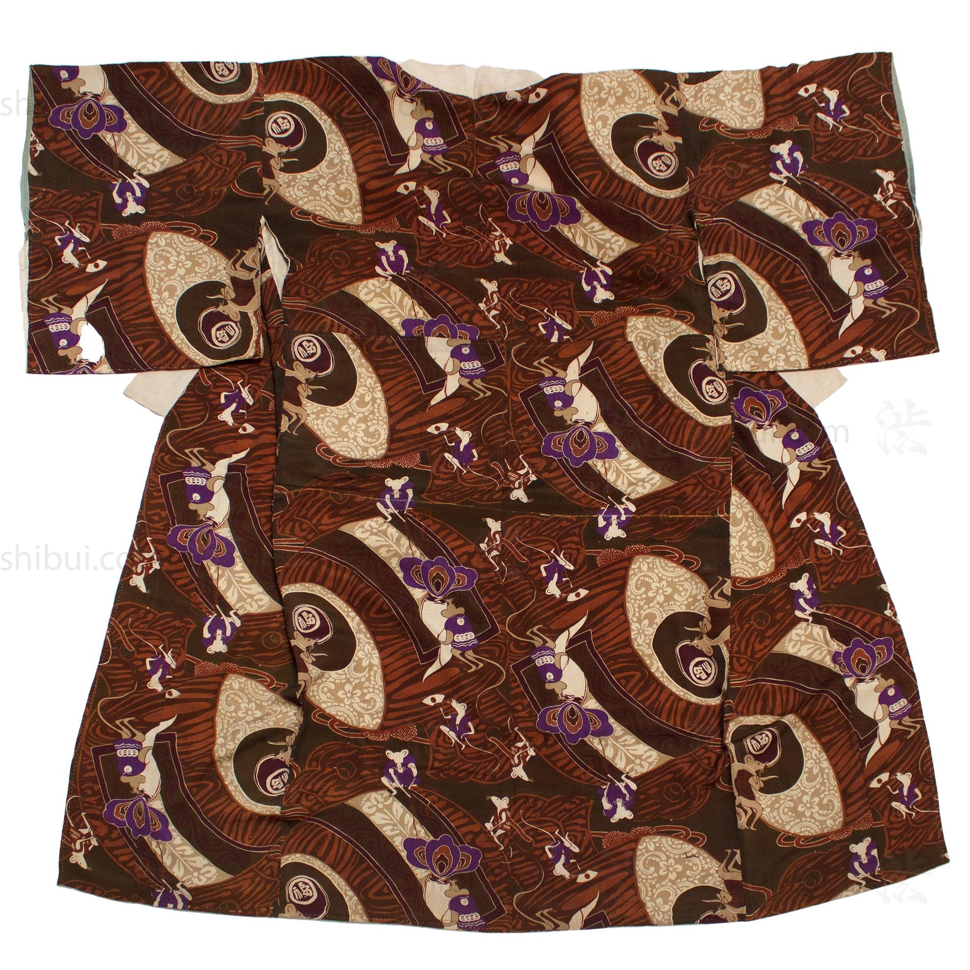 Mens Vintage Nagajuban with Mice